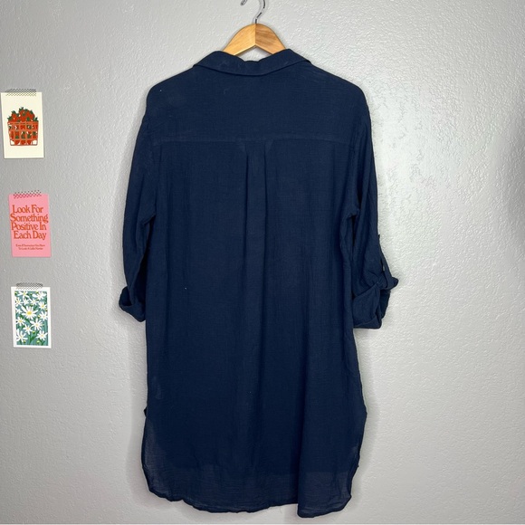 Seafolly Crinkle Twill Beach Shirt - indigo sz xs - Picture 8 of 10